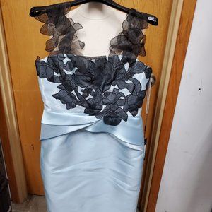 NEW Dress Maria Coca Blue and Black Size 8 Silk